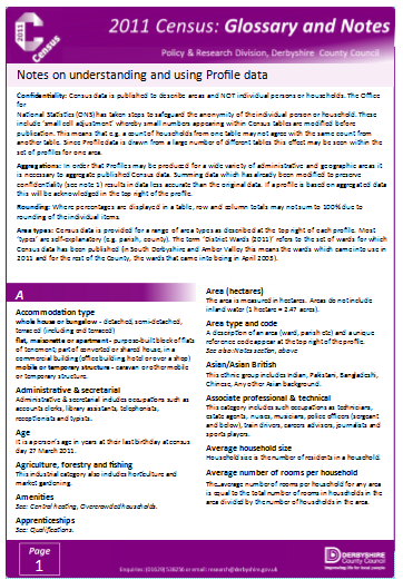 2011 Census Glossary & Notes